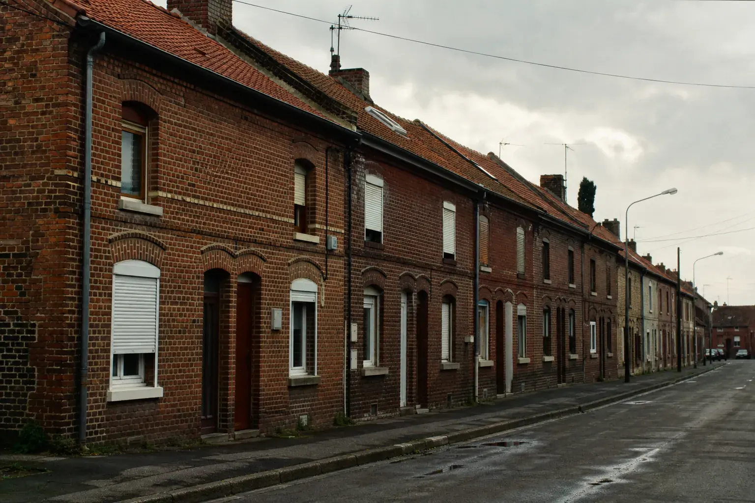 Une rue de corons à Carvin, ancien bassin minier du Pas-de-Calais