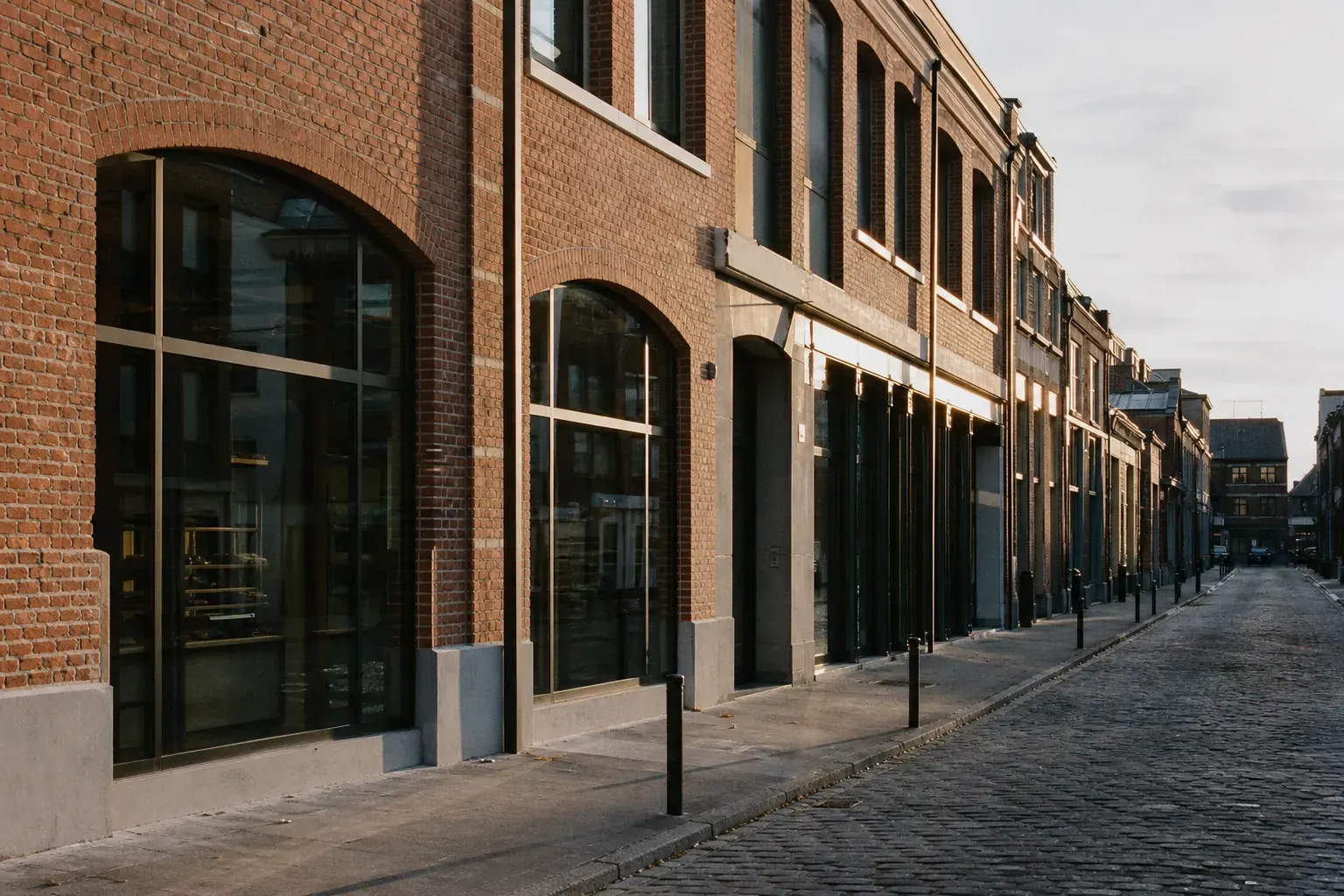 Une ancienne façade industrielle en brique rénovée à Roubaix